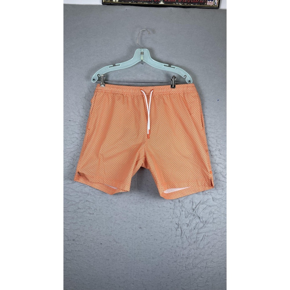 SWIMS Shorts Mens Large Orange Geometric Swim Trunks Elastic Waist Drawstring